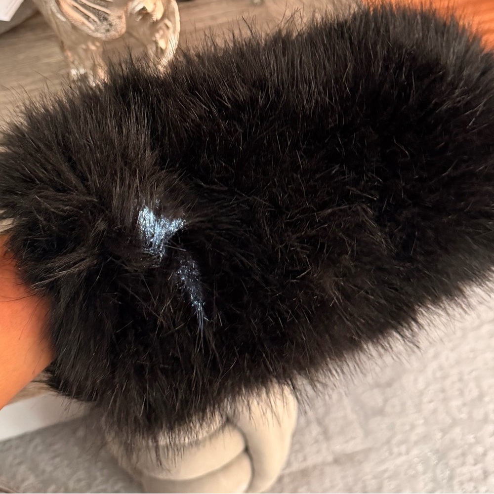 Black Faux Fur Hand Muff Purse